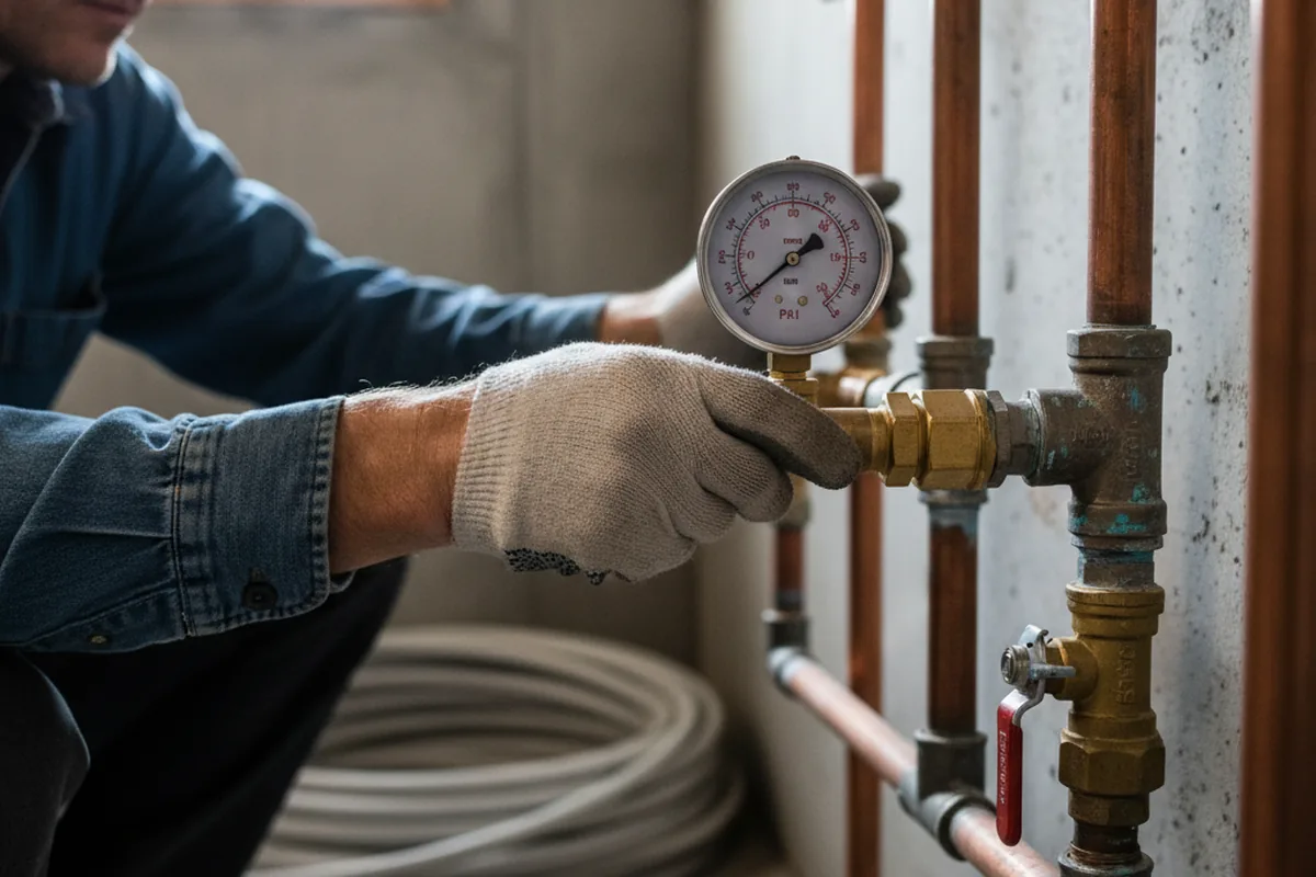 Pressure testing a repaired line during Water Line Repair in Cambridge